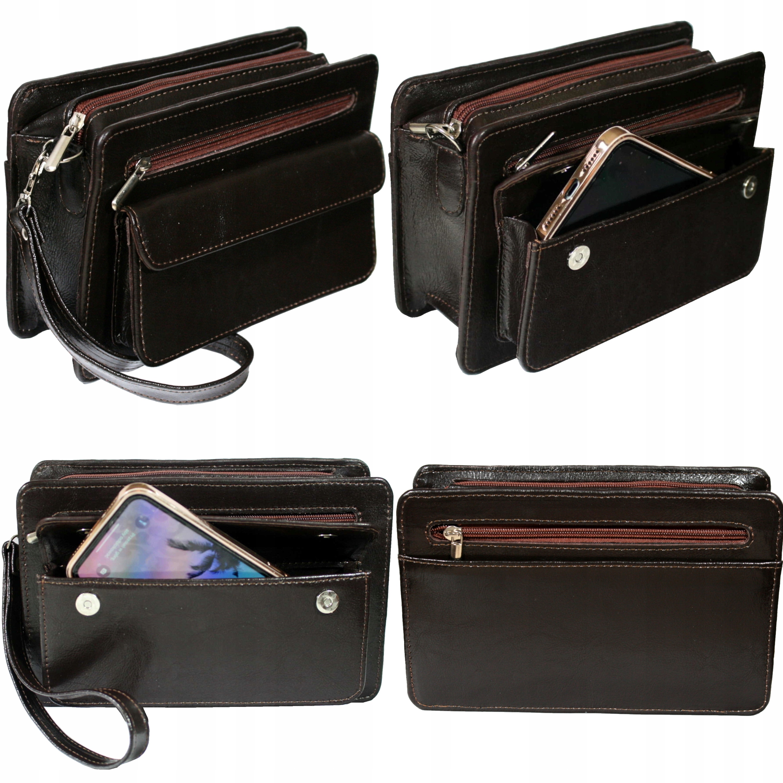 Pánská kožená taška hnědá s rukojetí do ruky polská výroba, velká