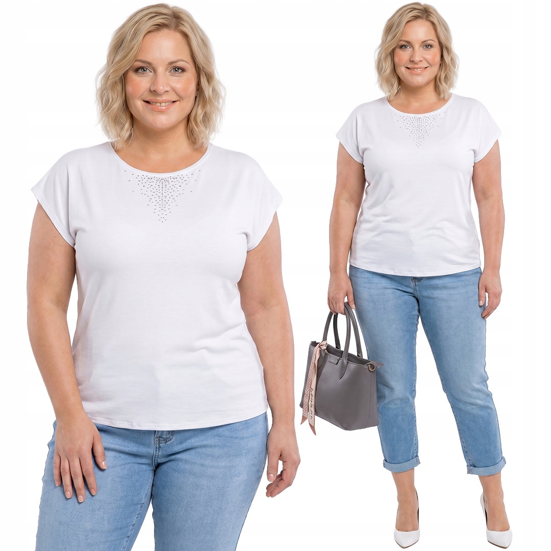 Netopýří bílá halenka s hvězdnými slzami plus velikost velikost 52/54