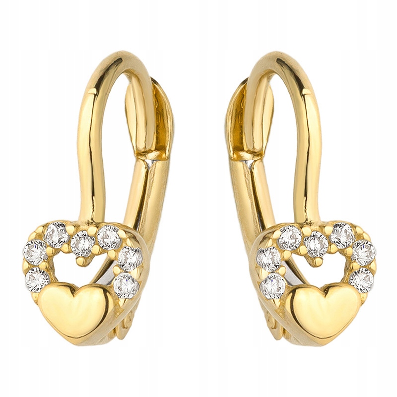 Zlaté Náušnice pr. 585 Srdce se Zirkony 14k
