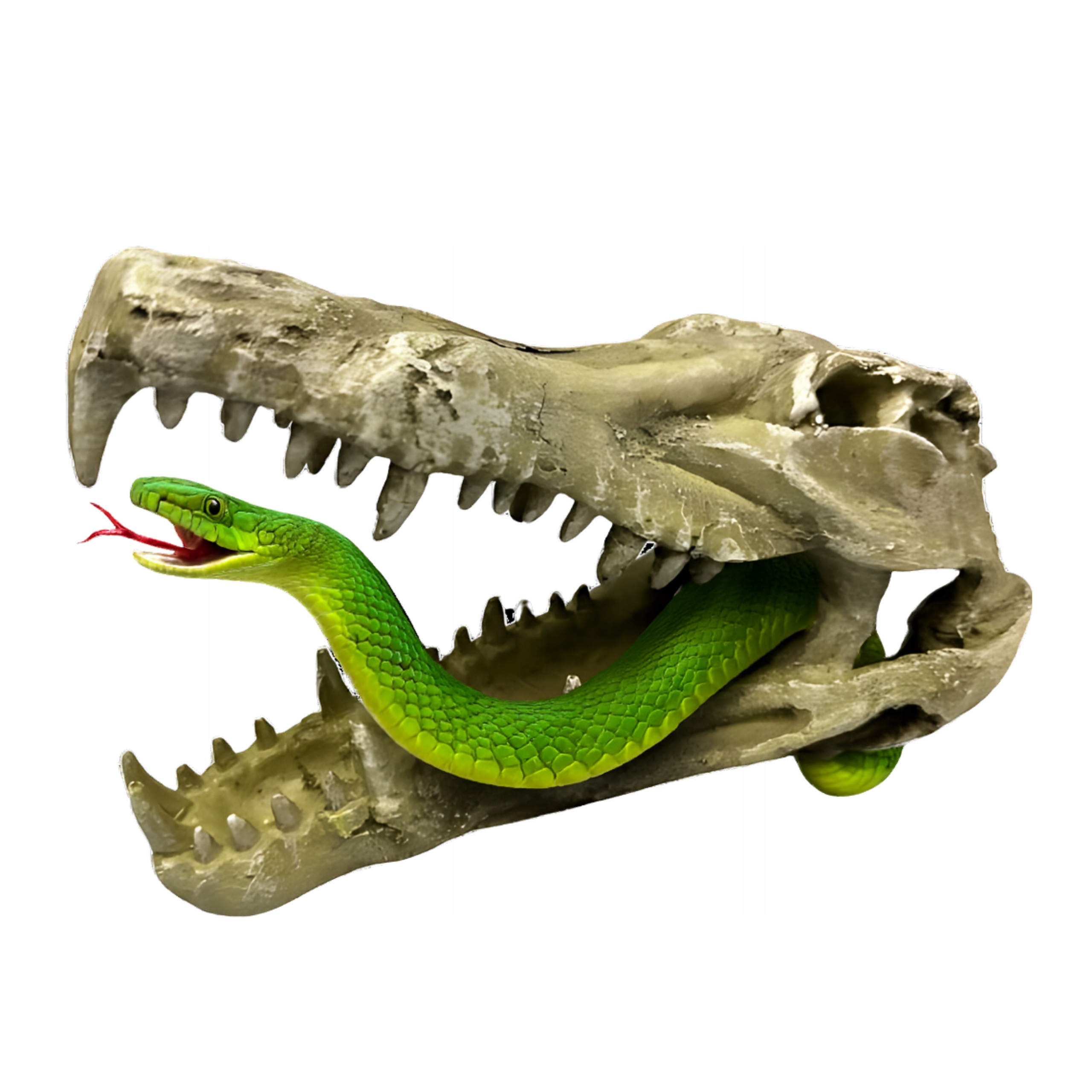 Levně Lebka Krokodýlí dekorace do akvária Úkryt Terárium pro obojživelníky plazy