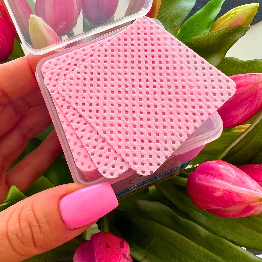 Waciki bezpyłowe perforowane pudełko 200szt różowe Stan opakowania oryginalne