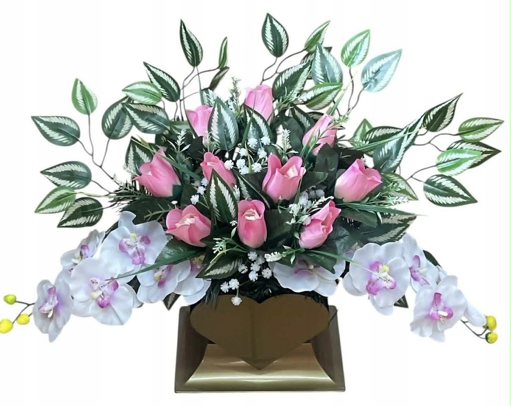 STROIK KOMPLET GRÓB KOMPOZYCJA CMENTARZ SERCE RÓŻE FLAKON BUKIET WIĄZANKA Kod producenta STANPOL