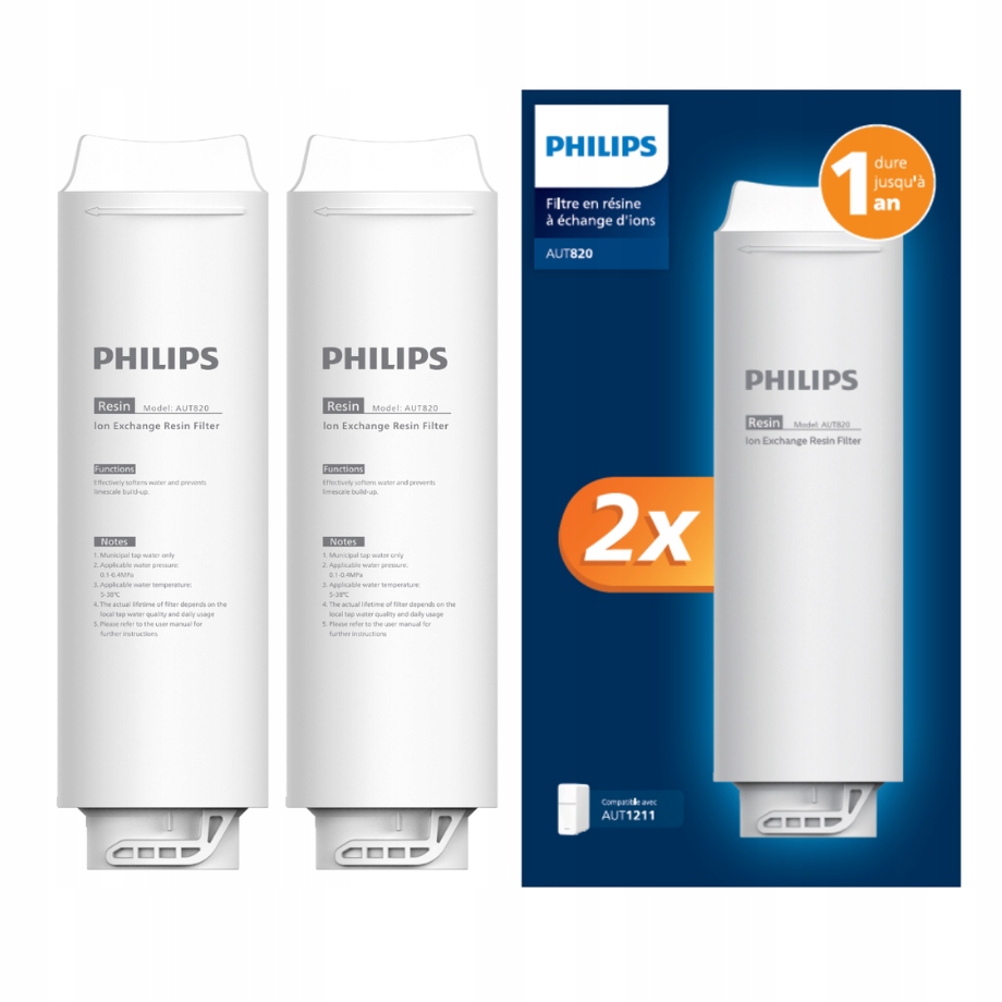 Wkłady zmiękczające Philips AUT820/10 (2 szt) do filtra AUT1211/10