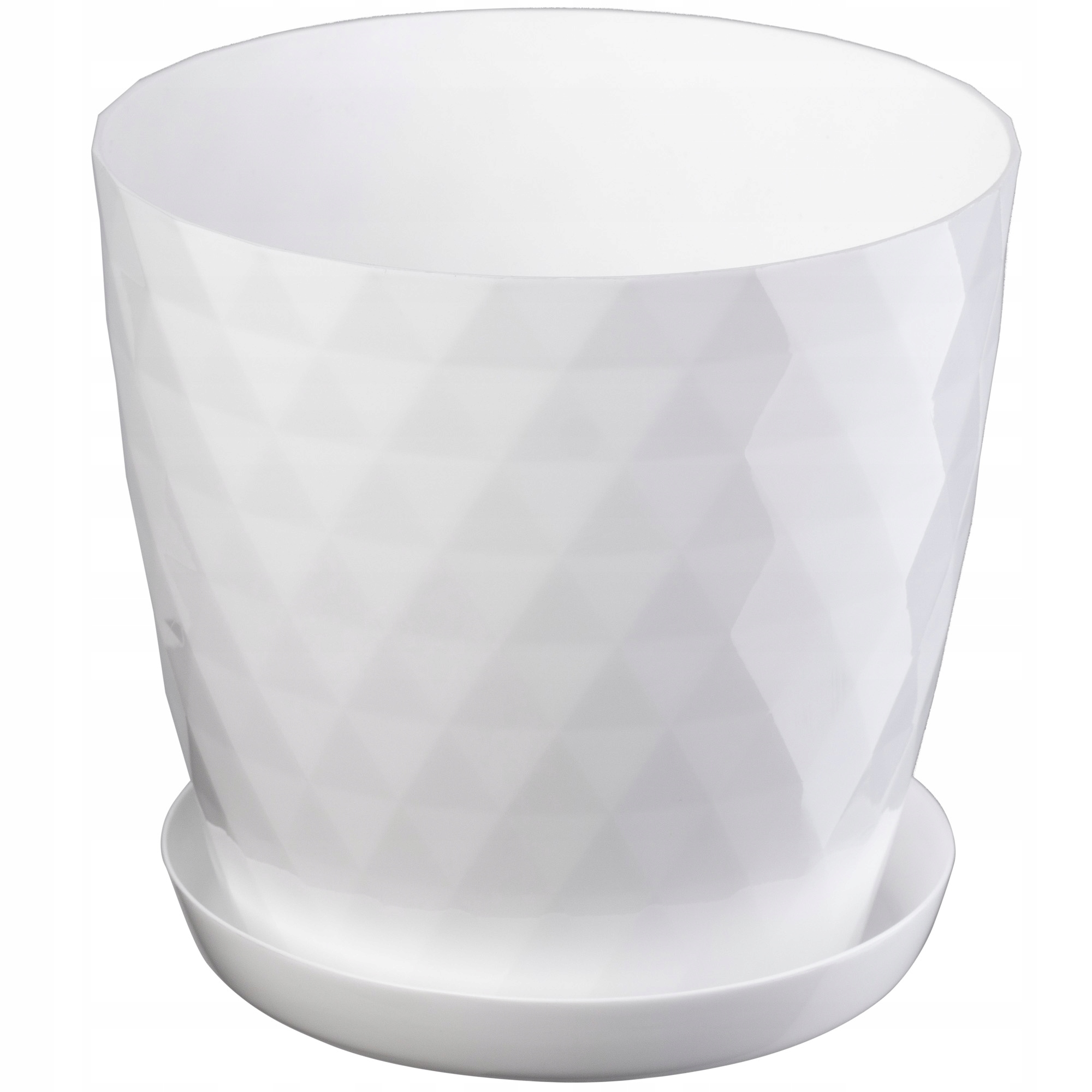 DONICZKA PLASTIKOWA Z PODSTAWKĄ DONICA OSŁONKA NA KWIATY 14cm BIAŁA KADAX