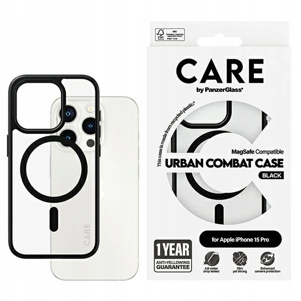 Pouzdro Care od PanzerGlass Urban Combat Case MagSafe pro iPhone 15 Pro černé