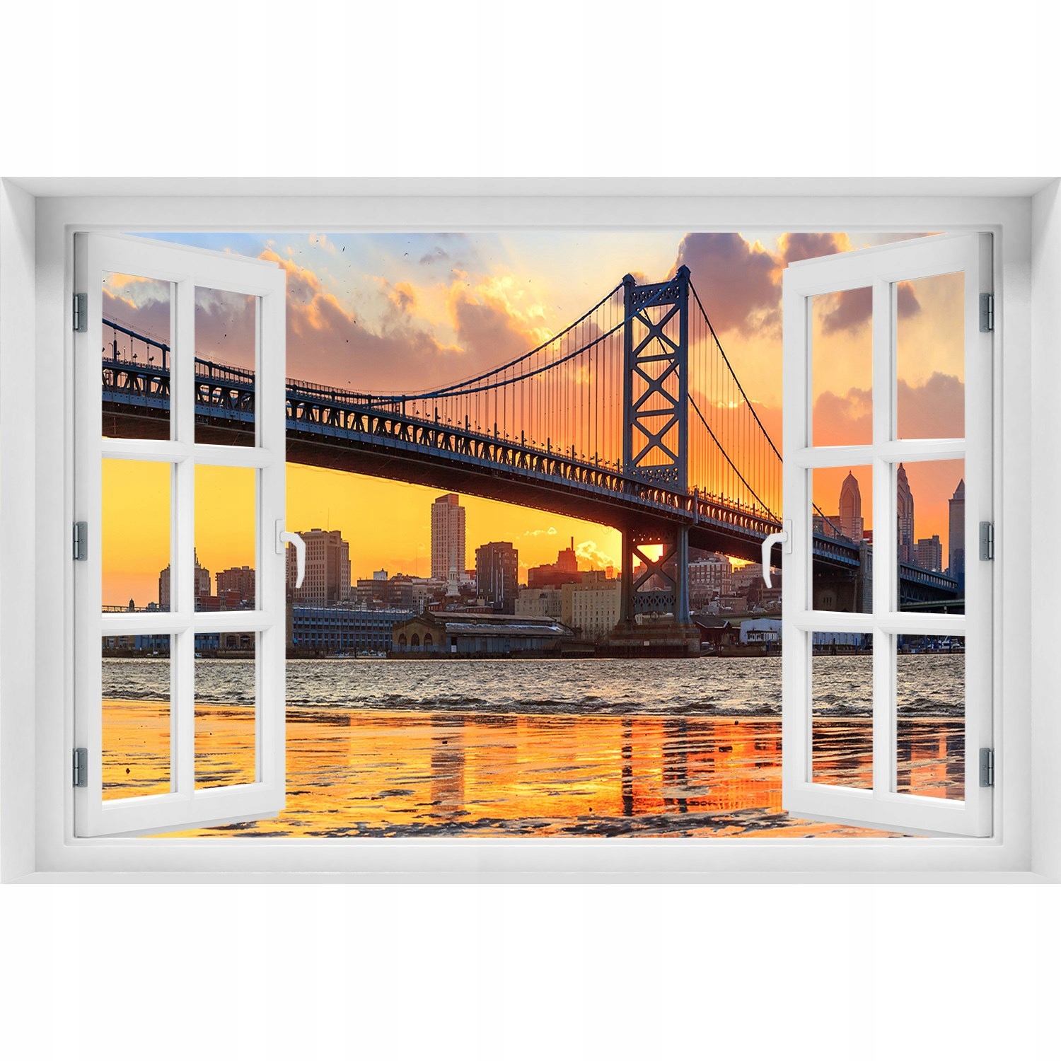

Naklejka na ścianę 3D Okno widok Most Filadelfia