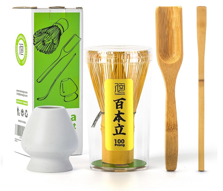 Zestaw 4 Akcesoriów Do Ceremonii Matchy Z Bambusa I Porcelany