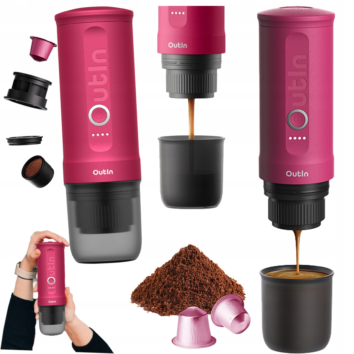 Ekspres do kawy mielonej kapsułek 20 bar Outin Nano Ciśnieniowy Przenośny