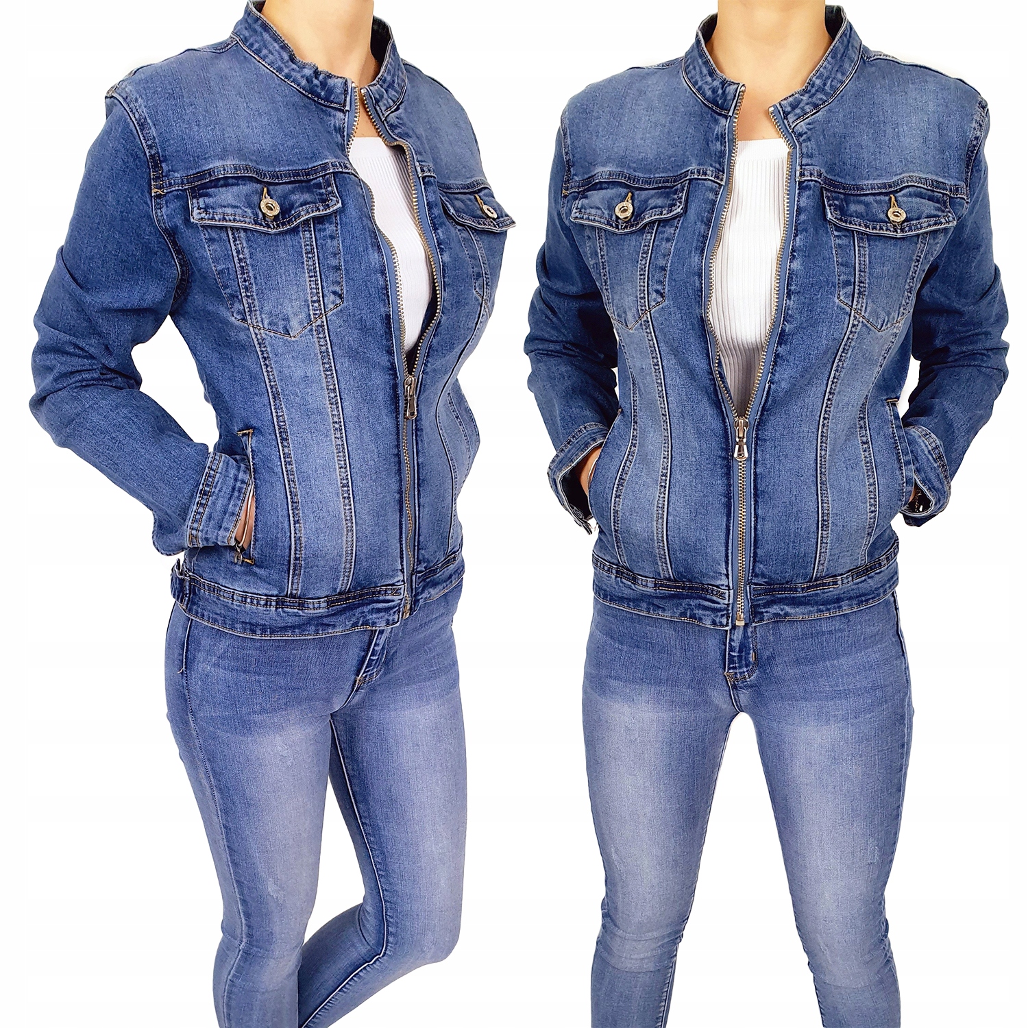 Klasická Katana Jeans Dámská Bunda Plus Size Zip