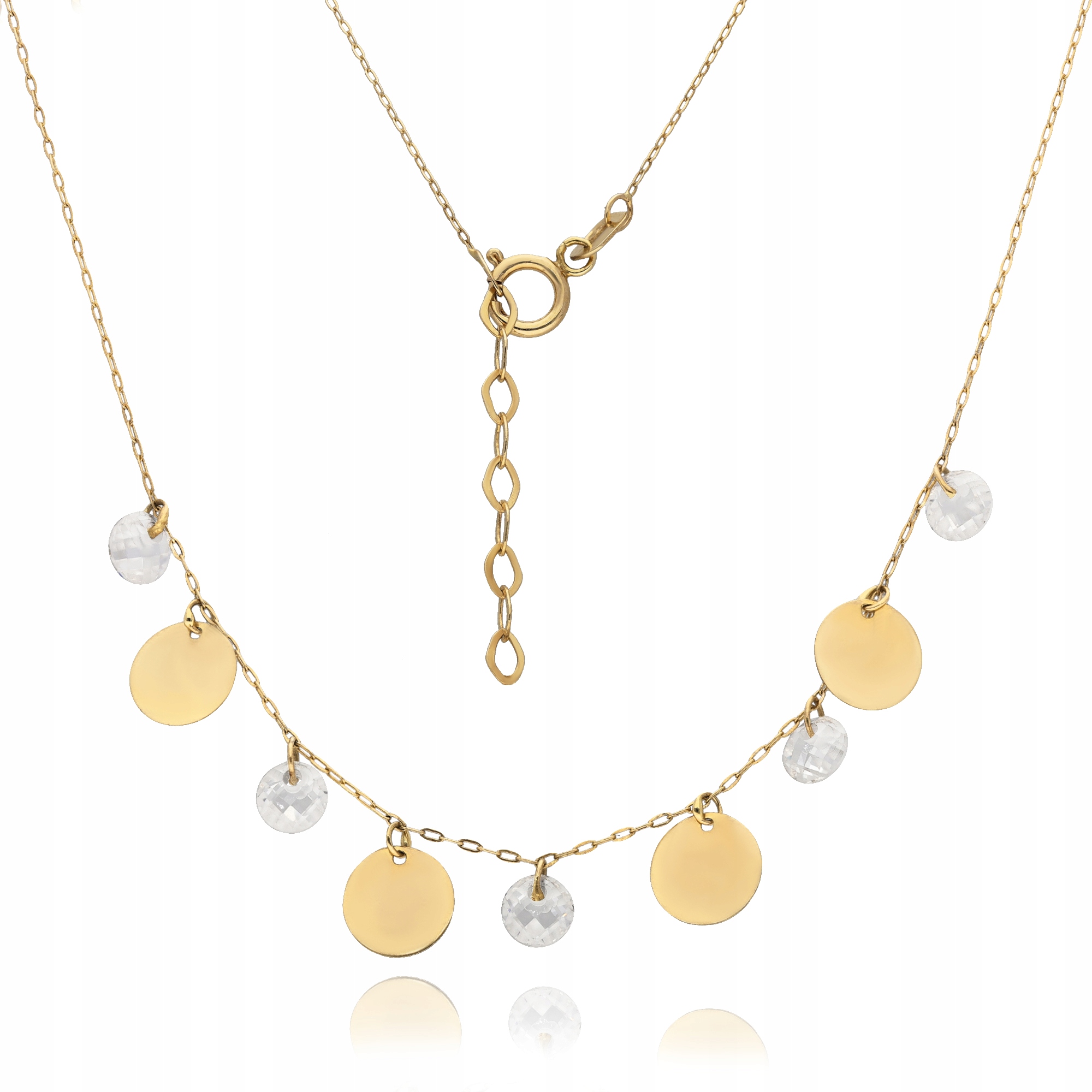 Jemný Zlatý Dámský Náhrdelník Kroužek Zirkony