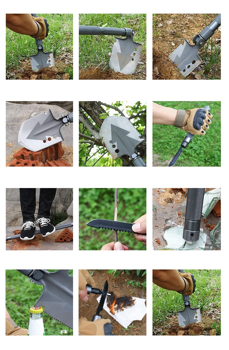 WIELOFUNKCYJNA 17w1 SKŁADANA SAPERKA WOJSKOWA ŁOPATA TAKTYCZNA SZPADEL Długość po złożeniu 39 cm