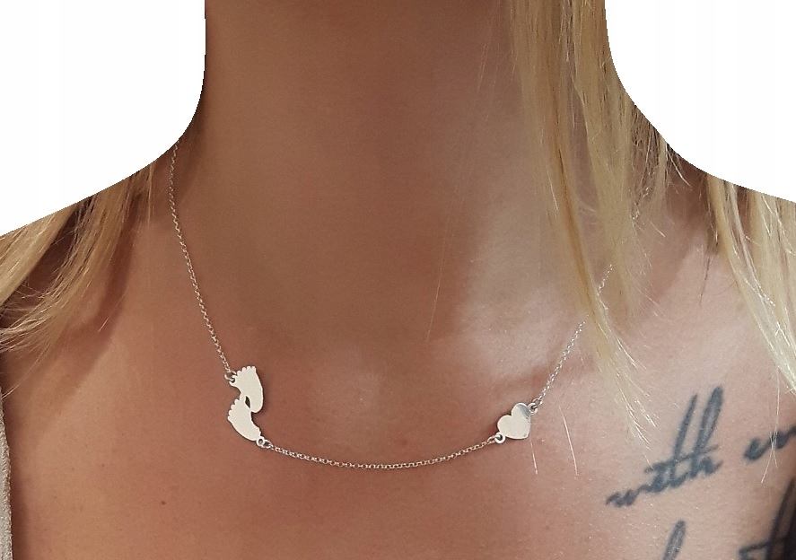 

Srebrny naszyjnik Stópki Serce Grawer Srebro 50 cm