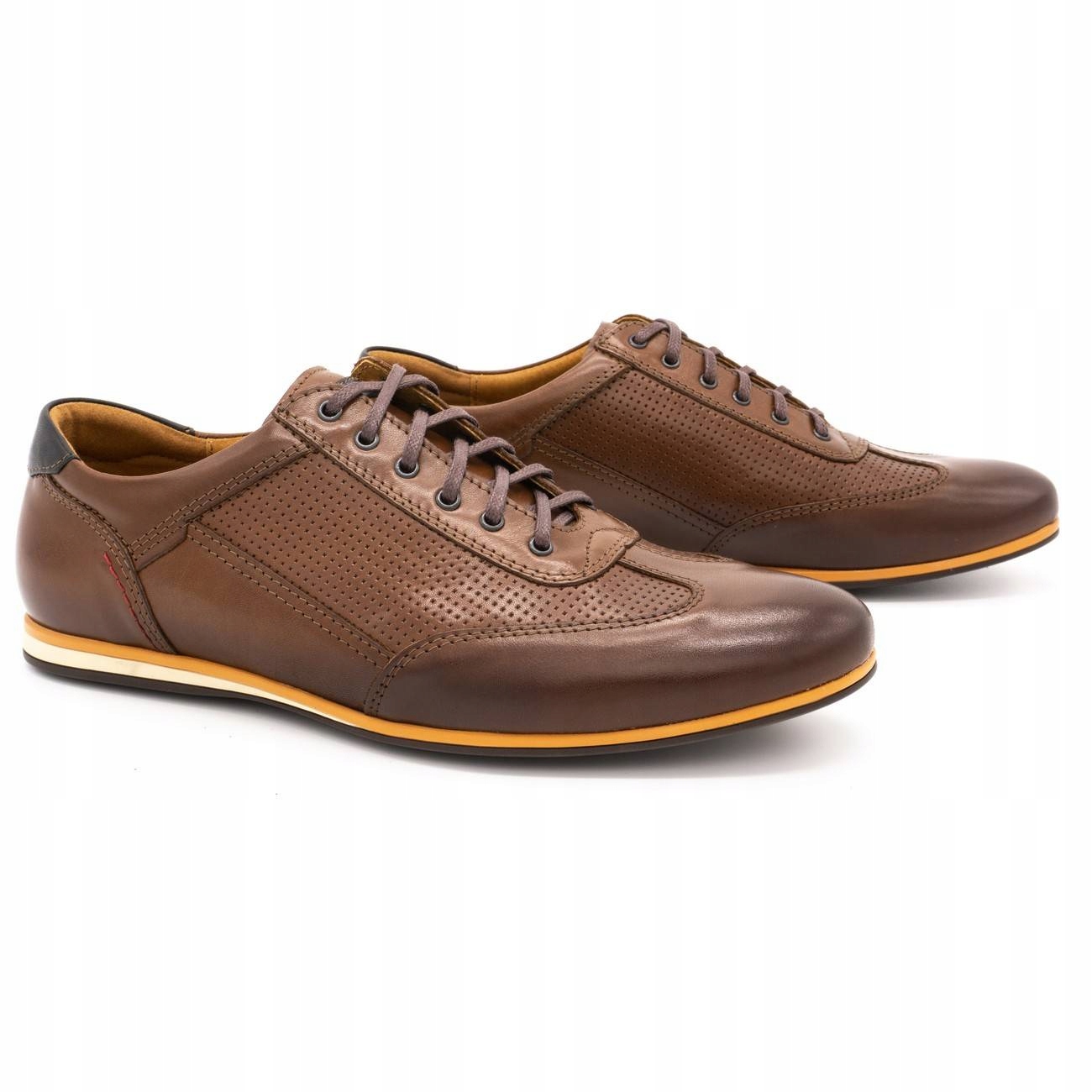 

Buty męskie skórzane casual 64/C1 brązowe 41