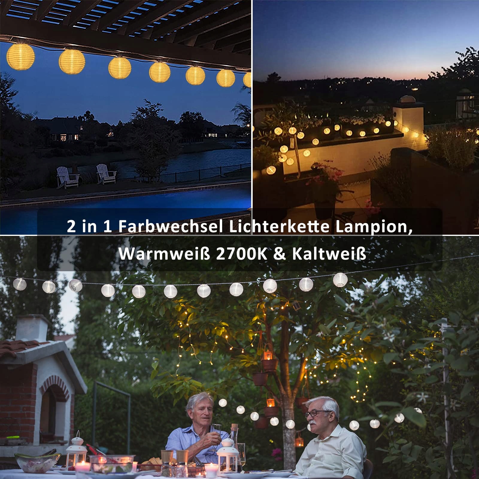 STARRYEVER 20M LED Lampiony Zewnętrzne 11 Trybów Pilot 80 LED — miniatura 5