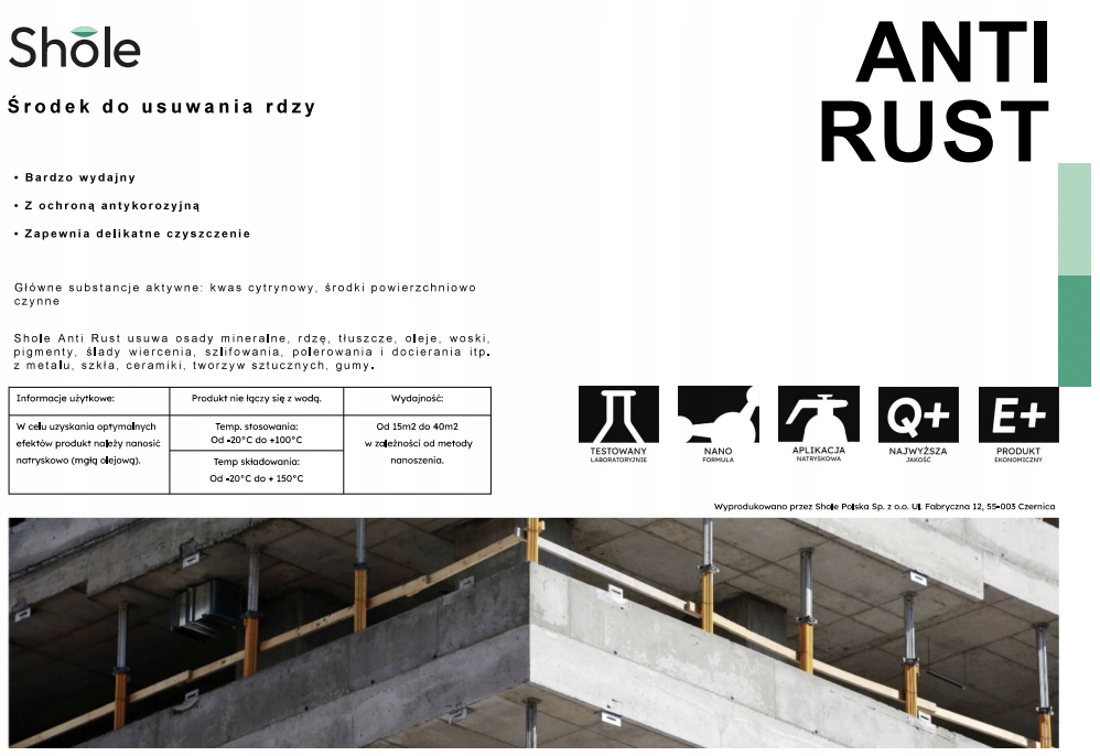 Środek do usuwania rdzy z szalunków Shole AntiRust Kod producenta SHOLE+