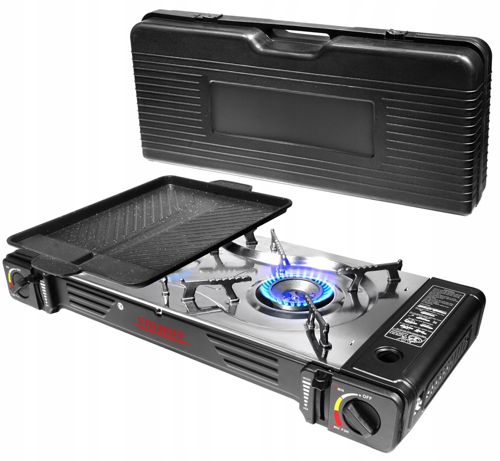 Turistický gril Stilhoff 2 nerezové hořáky grilovací deska 2