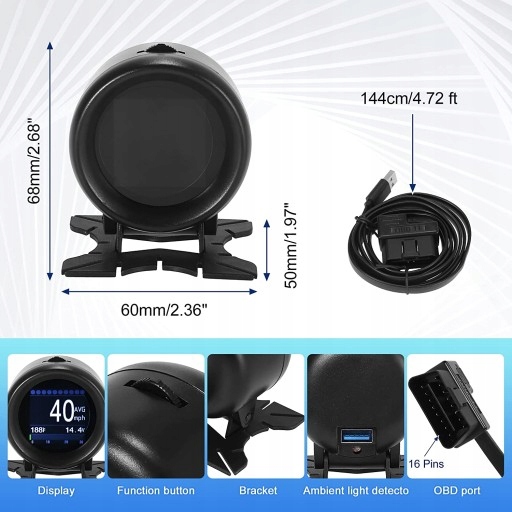 Autool x60 Wyświetlacz HEAD-UP HUD OBD2 LED LCD Producent części Inny