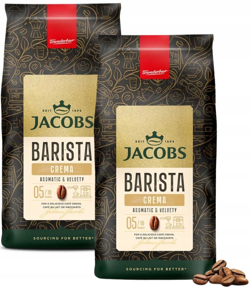 Levně Jacobs Barista Crema káva zrnková káva Arabica Robusta 2x1 kg