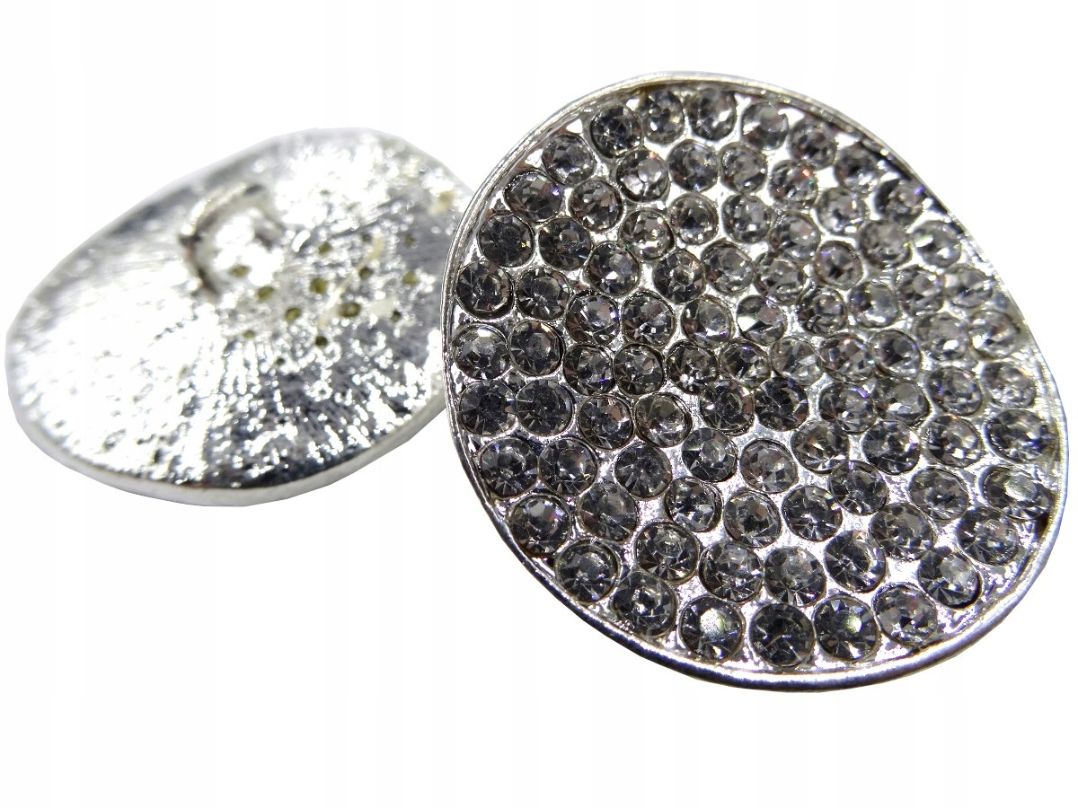 27mm Guziki ozdobne 1 sztuka Srebrne cyrkonie Srebrne OZ56A 0715