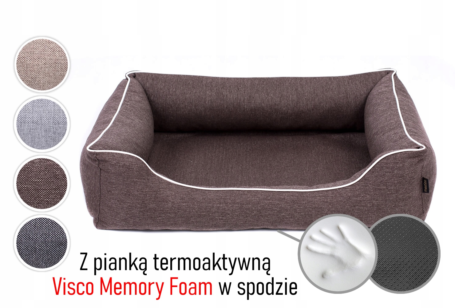 Ortopedická pelíšek pro malého psa 65x50 protiskluzová, hnědá/bílá