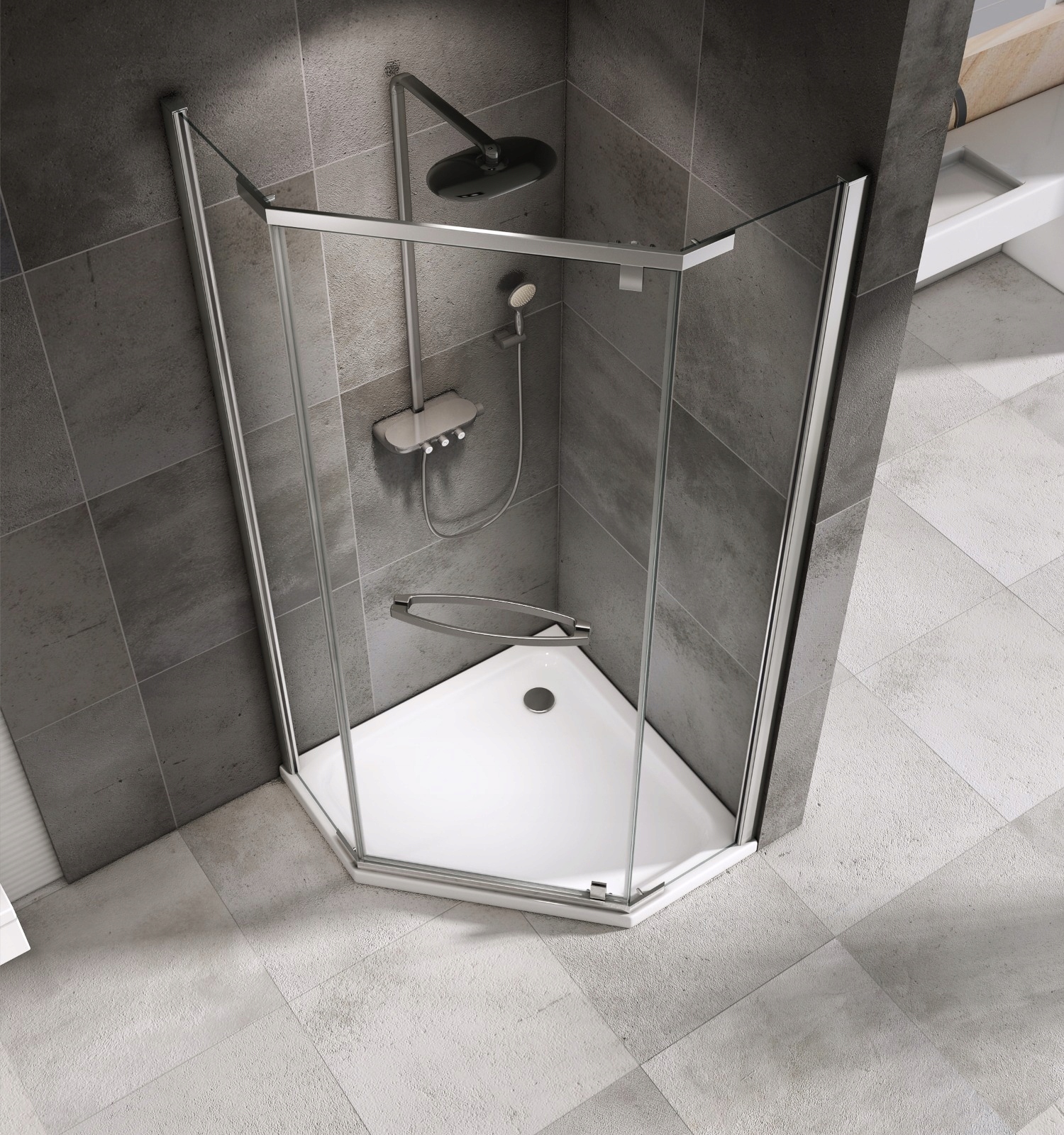 KABINA PRYSZNICOWA PIĘCIOKĄTNA DS501 100x100 8mm Kod producenta DS501