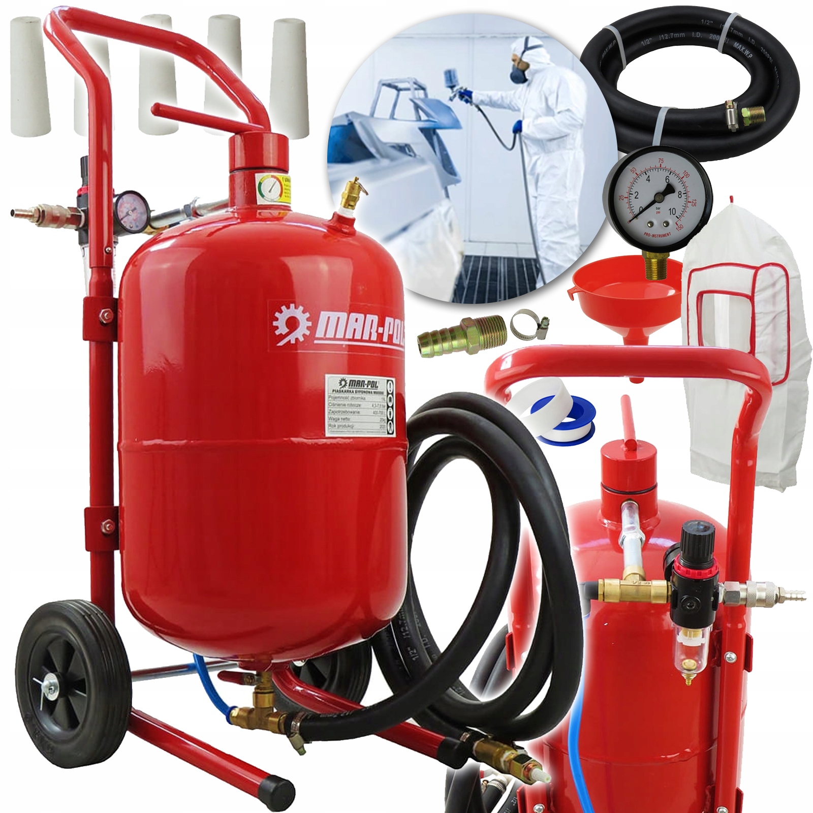 PIASKARKA SYFONOWA 19L MOBILNA MASKA DYSZE ZESTAW
