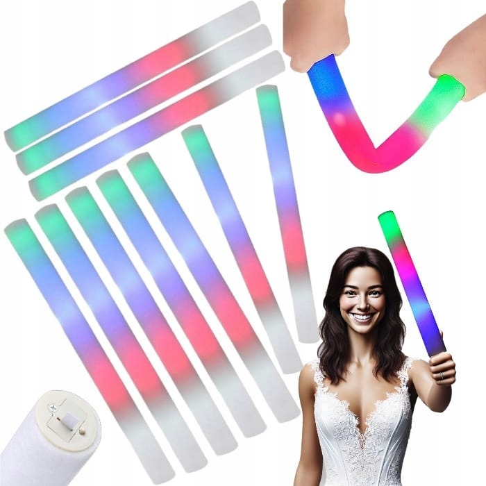 10 x Led Svítící Pěnové Paličky Světelný Meč Svatební Hostina Svatba Párty Barevné