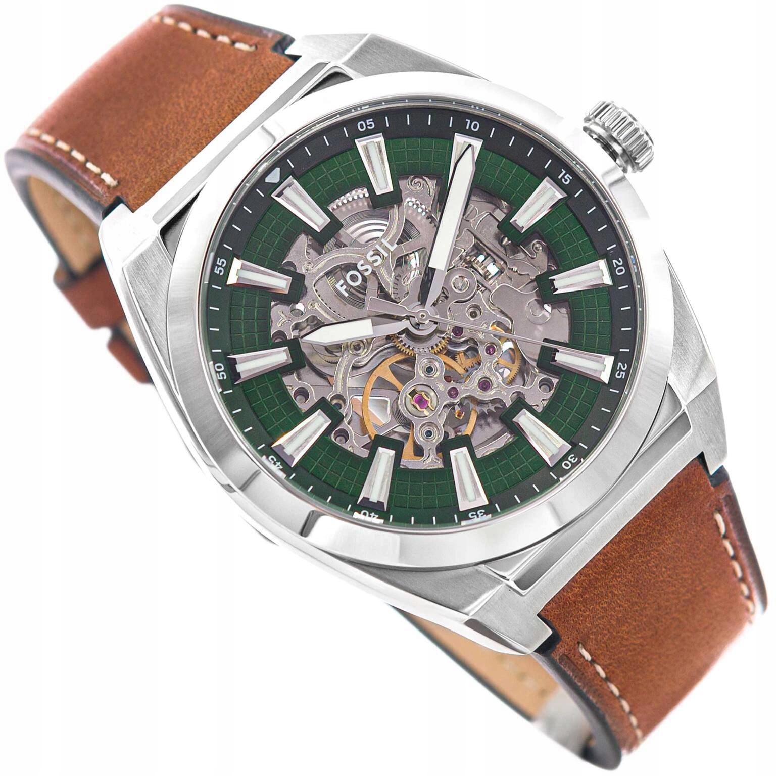 Męski Zegarek Fossil ME3261 Everett Automatic Brązowy Na Pasku Neobrite