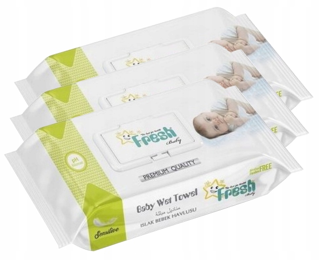 Chusteczki nawilżane z klipsem Fresh Baby zielone Karton (30x72szt)