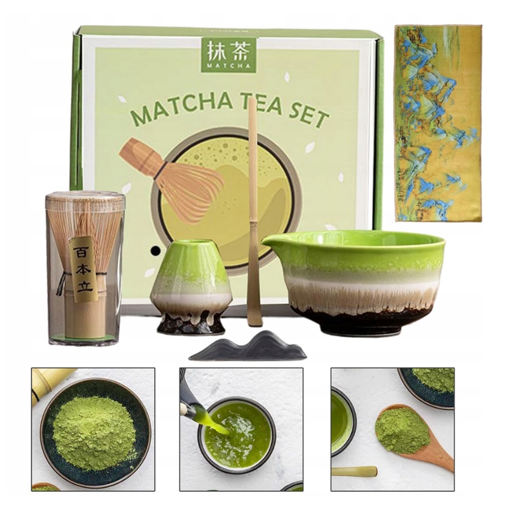 6SZT Zestaw Prezentowy Do Herbaty Matcha Zestaw Mioteł Matcha Z Trzepaczką