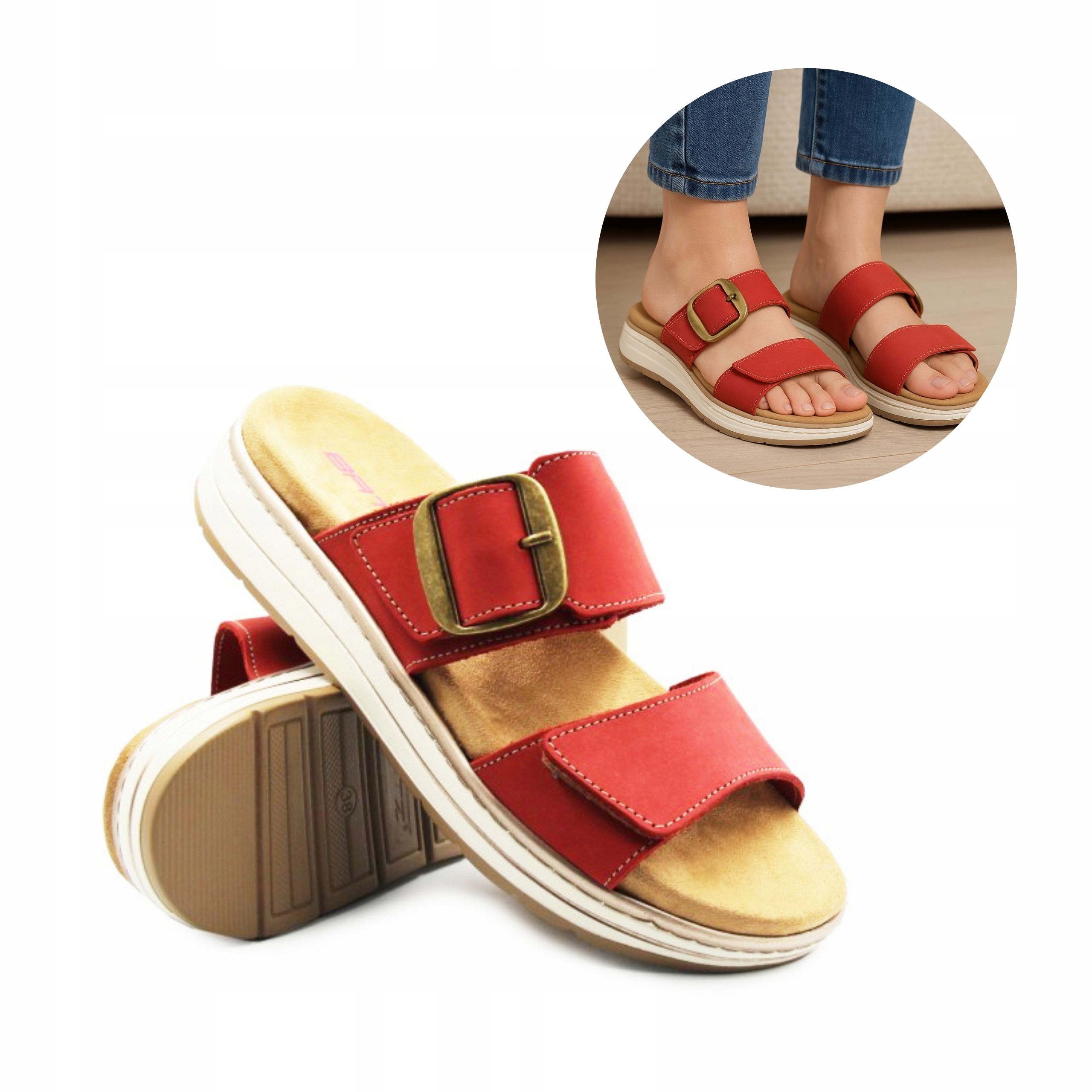 Dámské Nazouváky Na léto Červené Batz Karina 41