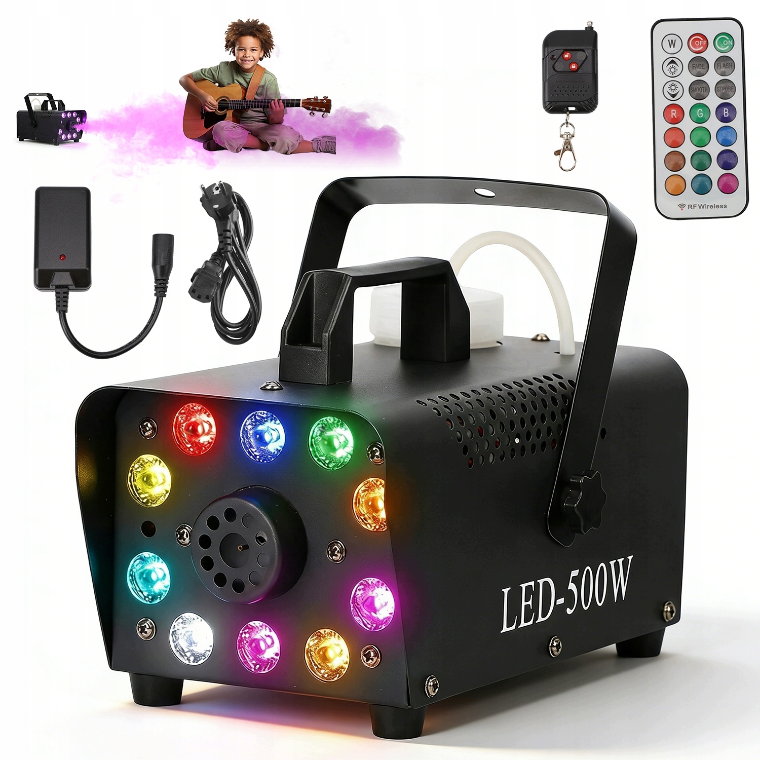 Výrobník Generátoru Kouře Kouřová Měrka Dálkové Ovládání Mini Led Rgb 500W Párty Stroj