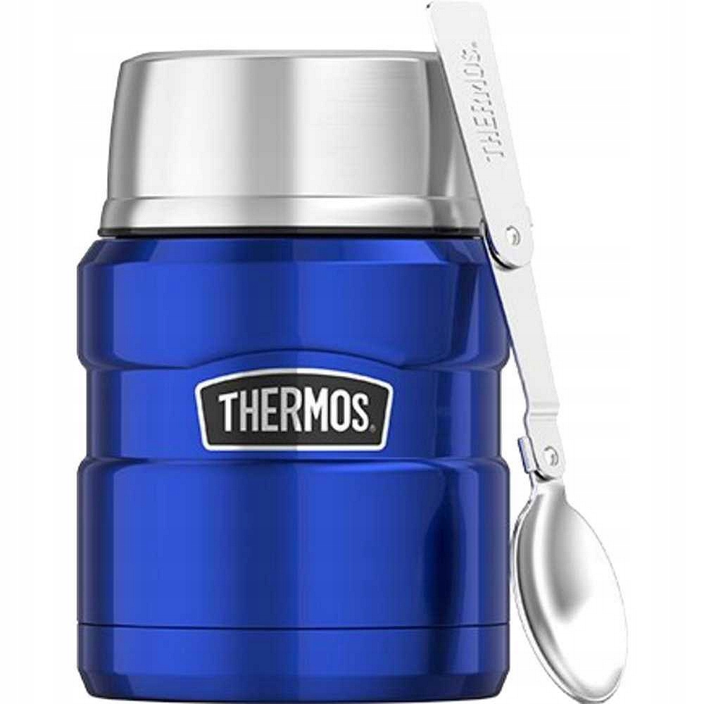 Termoska na jídlo 470 ml se skládací lžící a hrnkem Thermos modrá