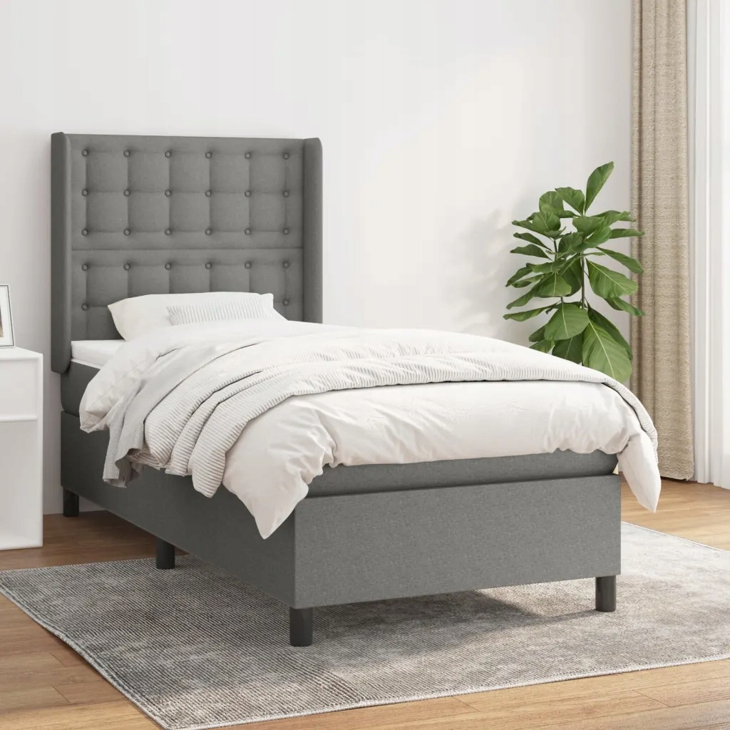 Box spring postel s matrací tmavě šedá 80 x 200 cm textil Šedá 3131706