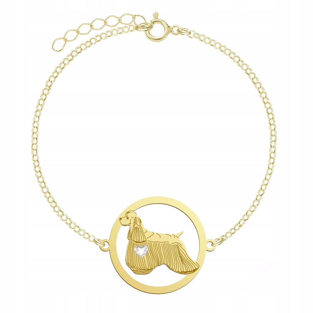 Zlatý náramek s americkým kokršpanělem 925 Řetízek Gravírování Bonus