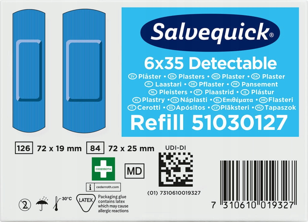 Plastry wykrywalne Salvequick Cederroth Kod producenta CD-51030127