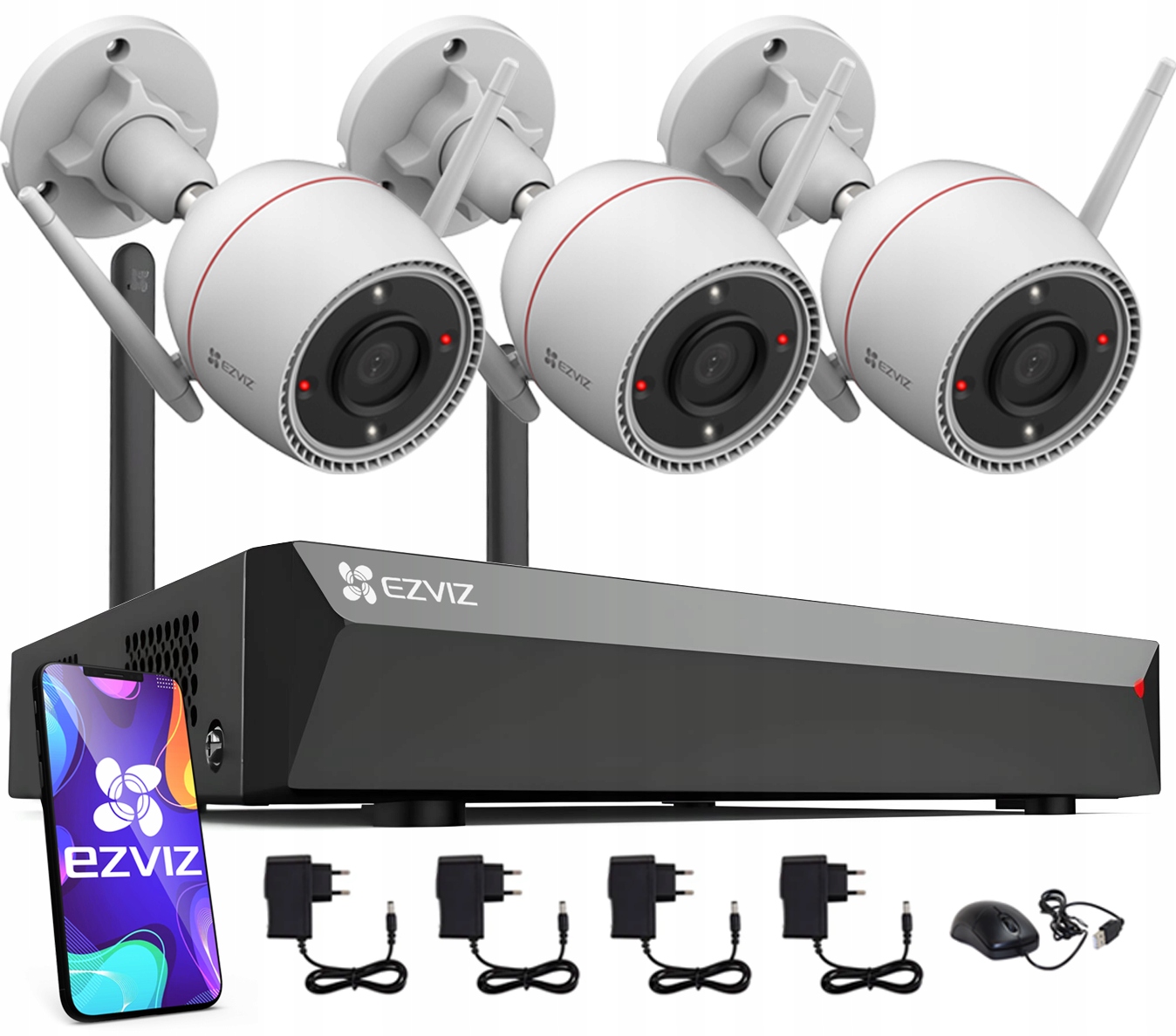 Sada na monitorovanie WiFi 3 kamier Ezviz H3c 4MP Rekordér Hikvision 8CH