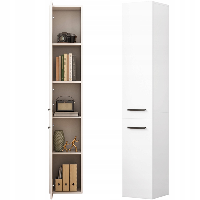 Regál Moderná Biela Stojaca Stĺpiková Skriňa Vysoká Loft 2-DVEROVÁ 174 CM