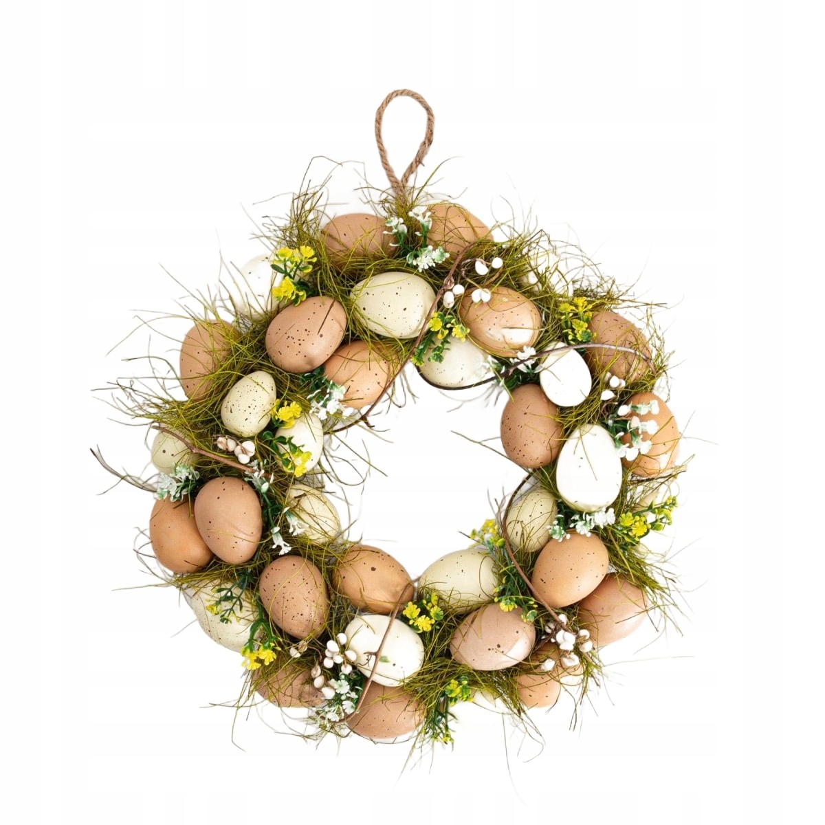 Velikonoční věnec Natural Joy s béžovými vejci 32 cm Homla