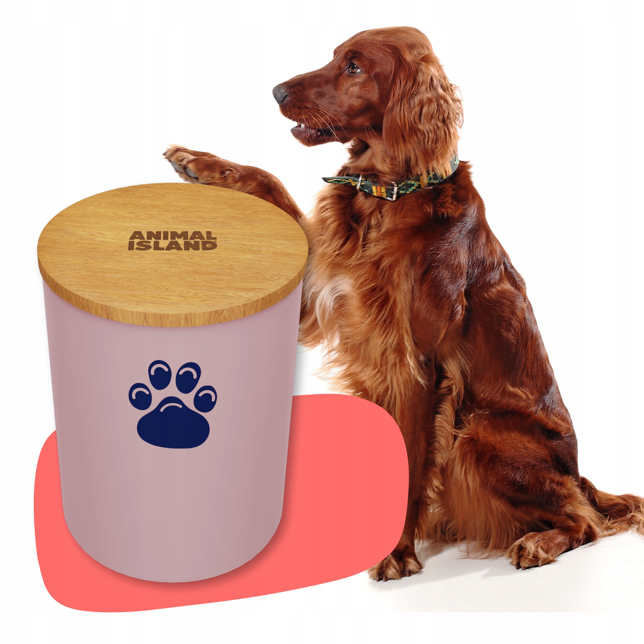 

Pojemnik na karmę dla psa szklany różowy 3,0L