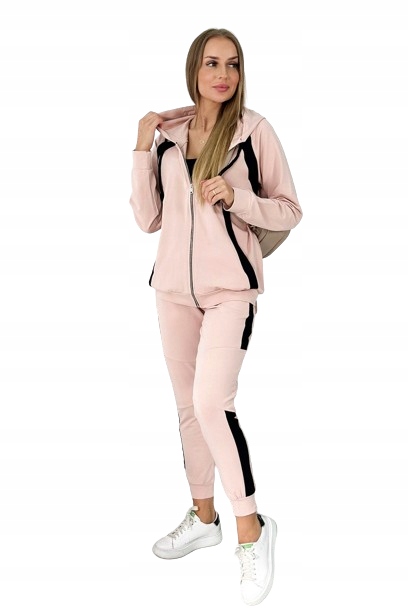 Sportovní komplet s lampasy, tmavě pudrová růžová