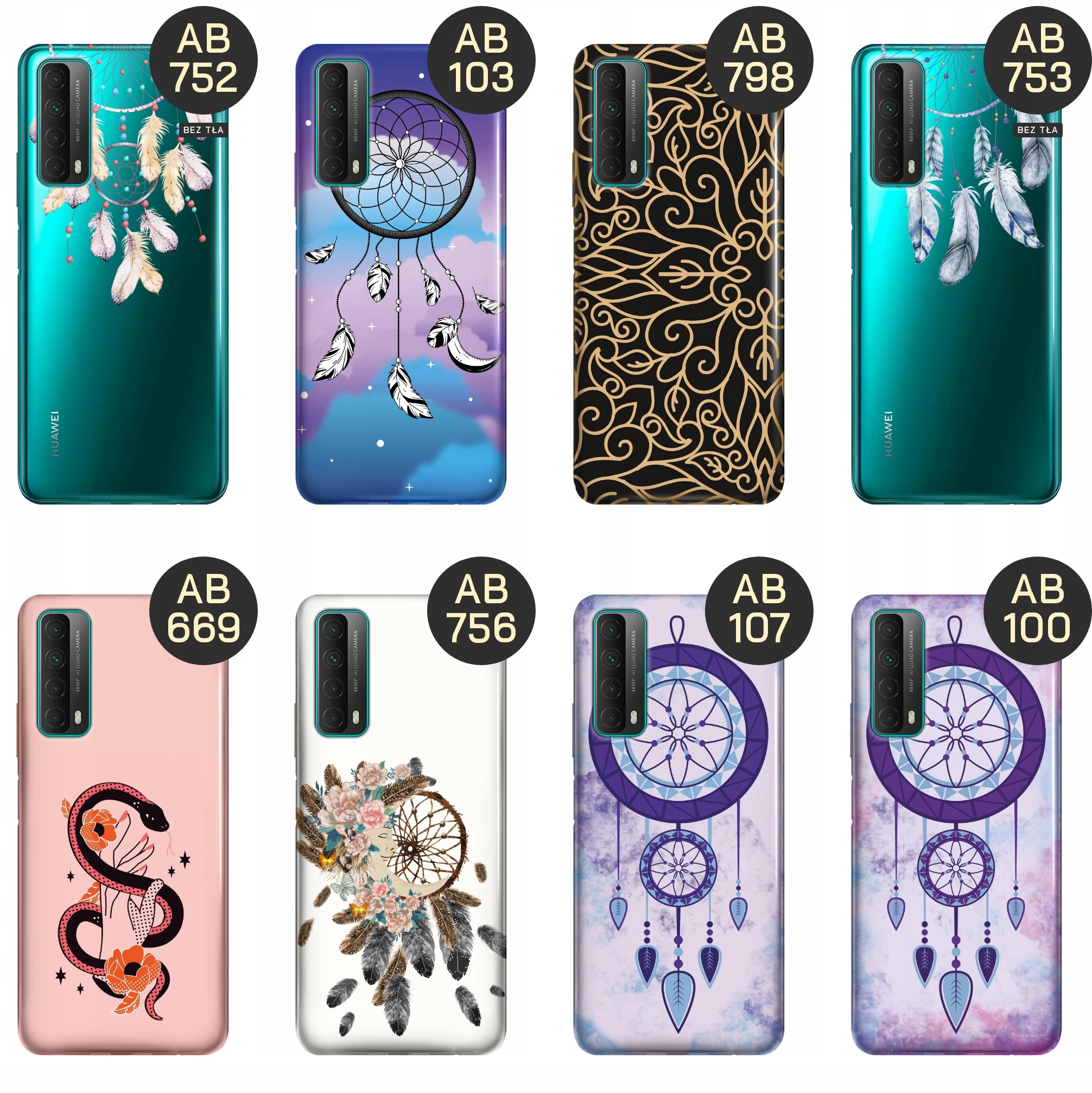 ETUI DO HUAWEI P SMART 2021 WZORY BOHO ŁAPACZ SNÓW PIÓRA OBUDOWA POKROWIEC Marka Hello Case