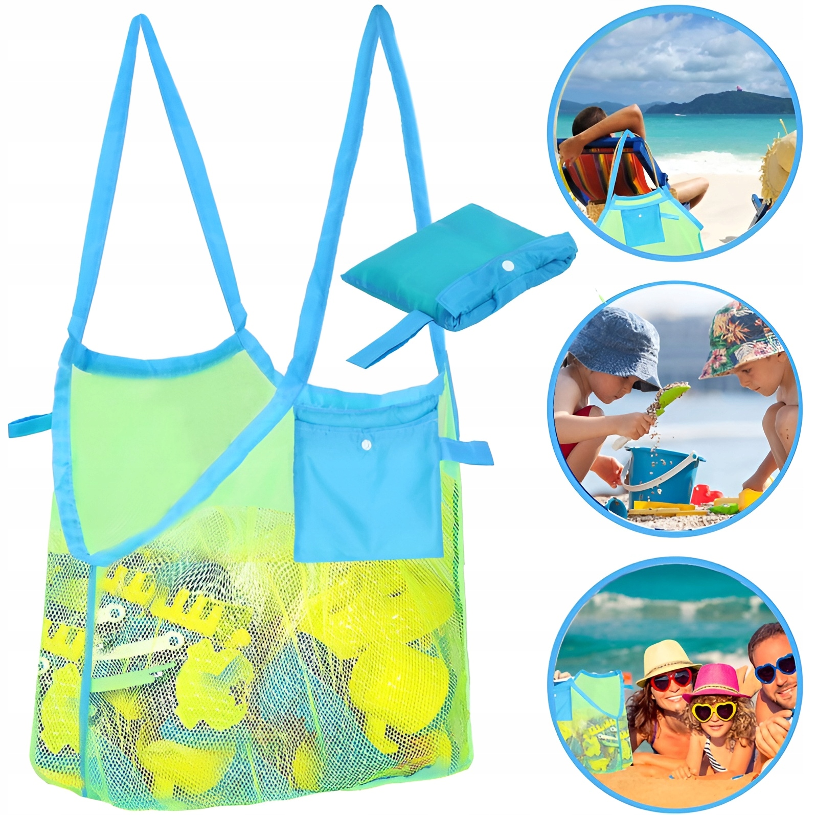 TORBA NA PLAŻĘ WOREK TOREBKA SIATKA DUŻA PLAŻOWA Stan opakowania oryginalne