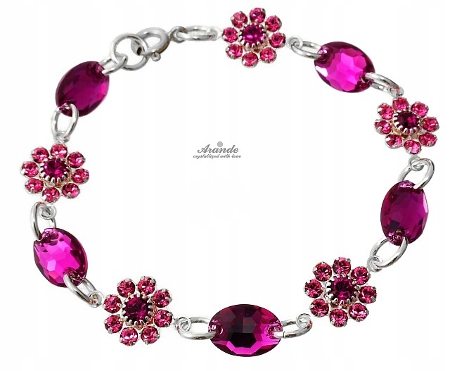 Krystaly Náramek Fuchsia Feel Stříbro