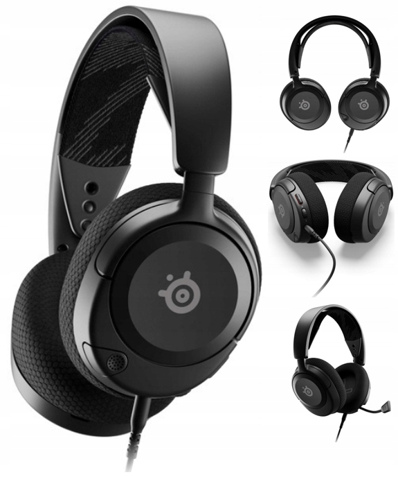 Słuchawki z mikrofonem SteelSeries Arctis Gamingowe Czarne Dźwięk
