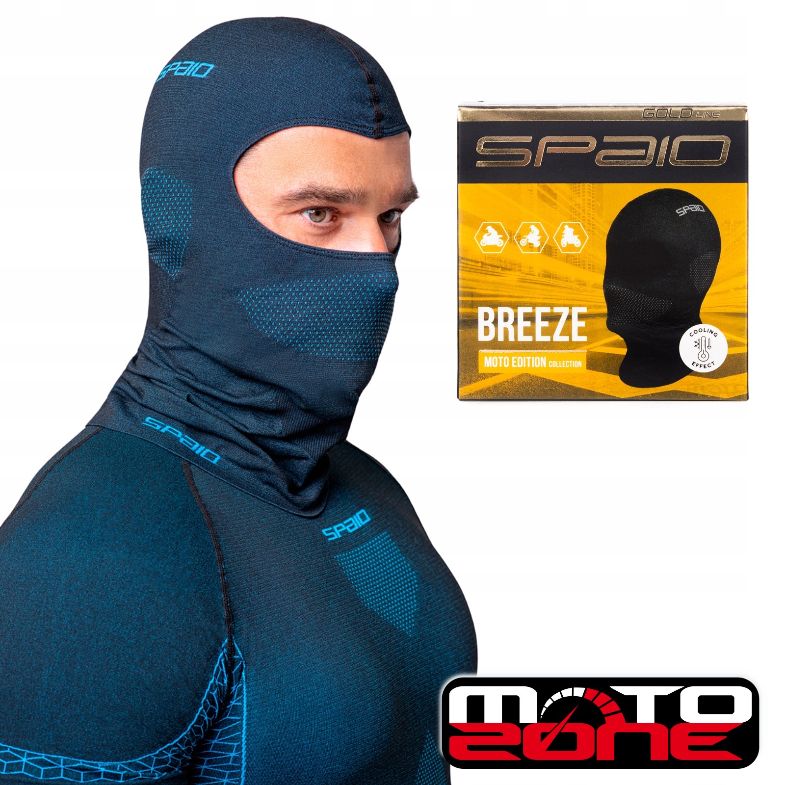 Kominiarka termoaktywna motocyklowa Spaio Breeze czarna niebieska S/m