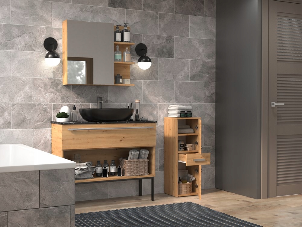 SZAFKA ŁAZIENKOWA REGAŁ PÓŁKI SZUFLADA SŁUPEK 30cm Głębokość mebla 30 cm