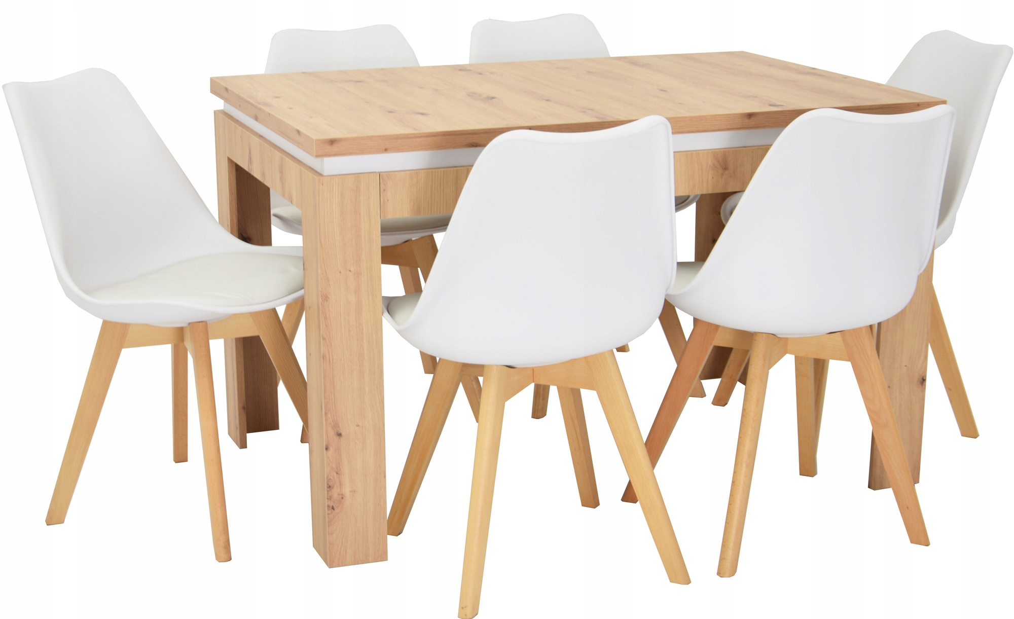 Biały ZESTAW SKANDYNAWSKI STÓŁ 80x120 i 6 krzeseł