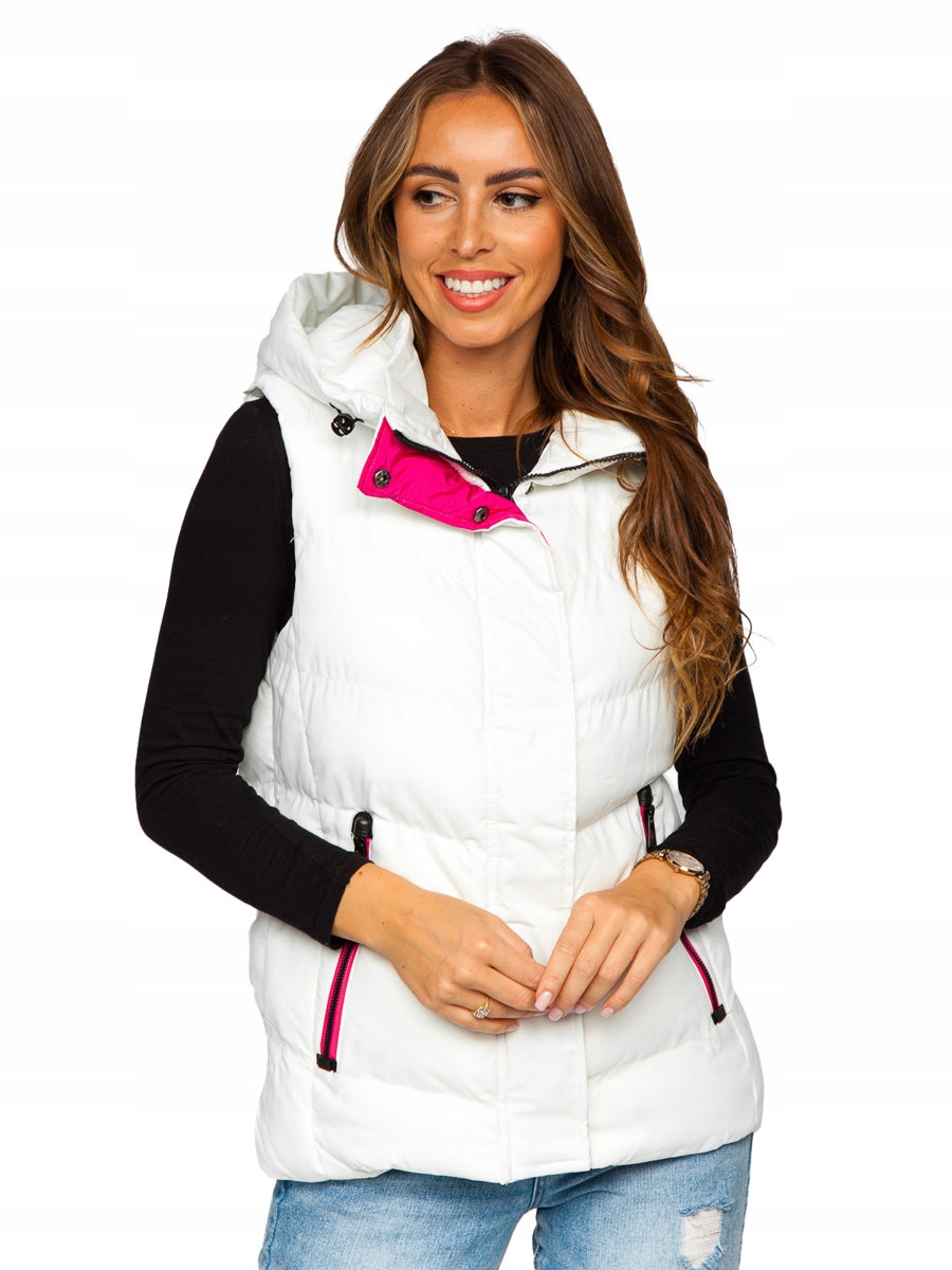 Dámská Vesta S Kapucí Bílá 7051 Denley_xl