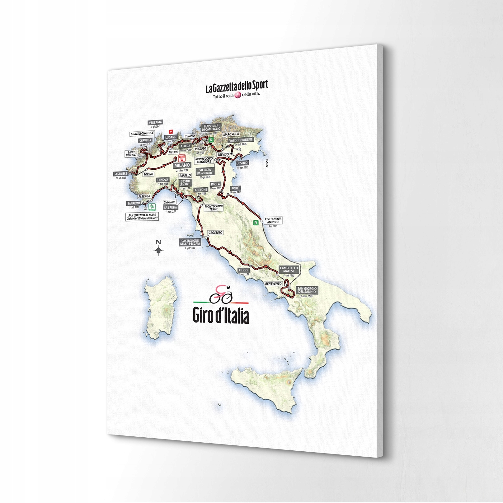 Fotoobraz canvas 60x80 Tour de Italy mapa trasa